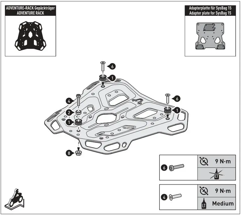 SW-MOTECH BC.SYS.08.518.20000B SysBag 30 Bag System Instruction Manual - Mounting