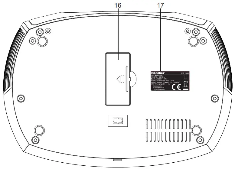 KARCHER UR 1308 CD Clock Radio - Bottom View