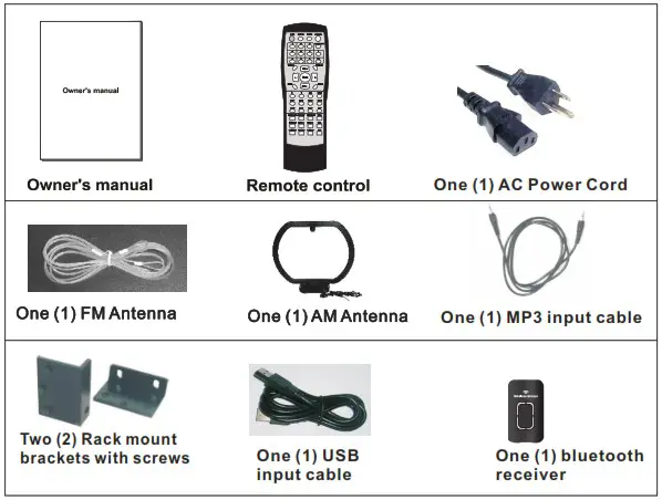 Studio Z SPA-3000BT 3000 Watt Hybrid Receiver and 2 Channel Amplifier - What is Included