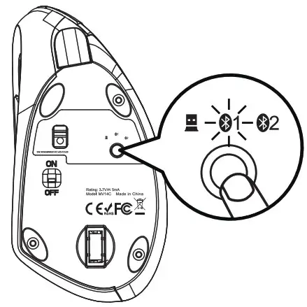 ProtoArc EM13 Bluetooth Wireless Rechargeable Left Handed Vertical Mouse - bluetooth connection 2
