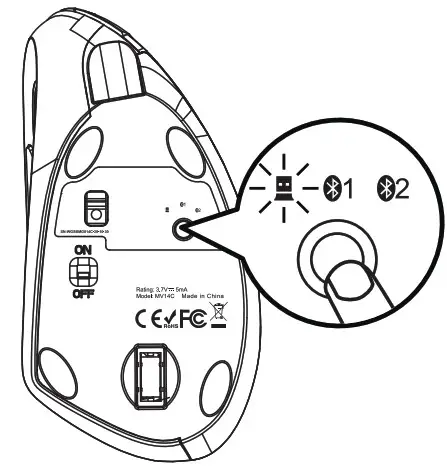 ProtoArc EM13 Bluetooth Wireless Rechargeable Left Handed Vertical Mouse - usb connection 3