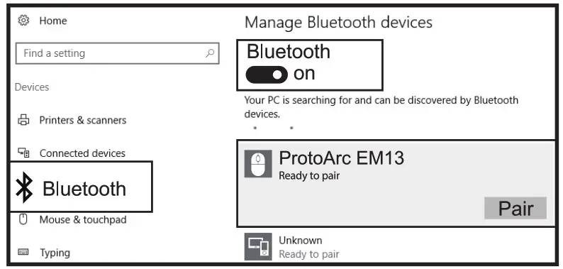 ProtoArc EM13 Bluetooth Wireless Rechargeable Left Handed Vertical Mouse - winbows 10 system 3