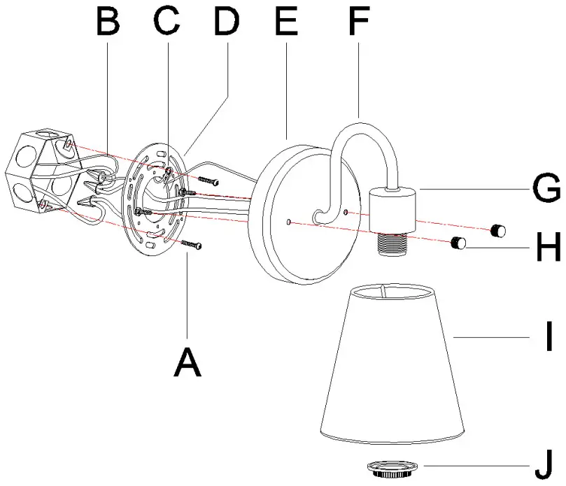 ZEVNI A04771W1 Dolf 8 Inch H Gold and Fabric Shade Wall Sconce Light - PARTS