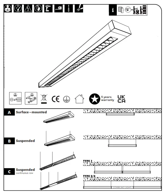 THORN Punch 3 LV Slim Suspended Luminaire - 1