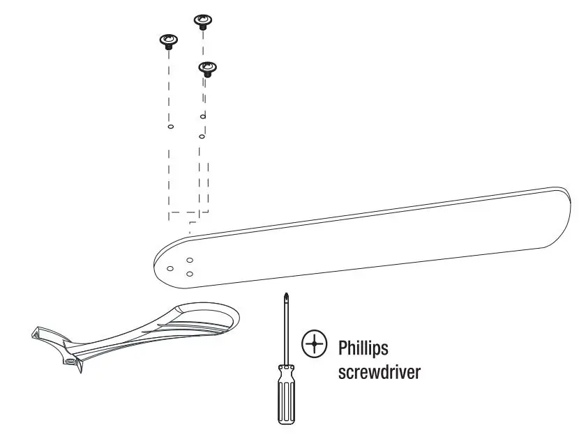 Warehouse of Tiffany CFL-8334 52-Inch Crystal Ceiling Fan User Guide - Attaching the blades to the arms