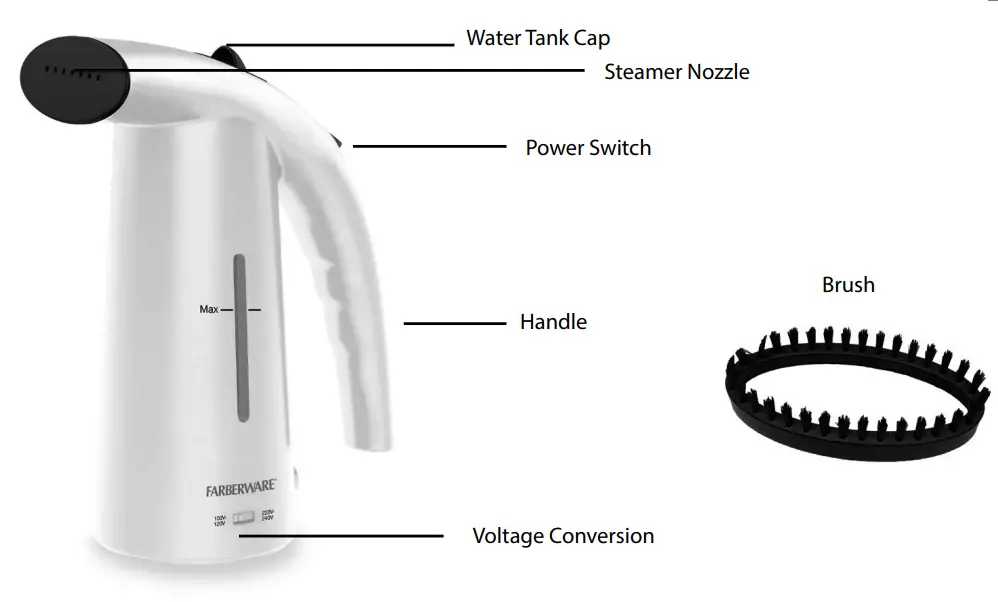 FARBERWARE FHS600W Handheld Garment Steamer - parts