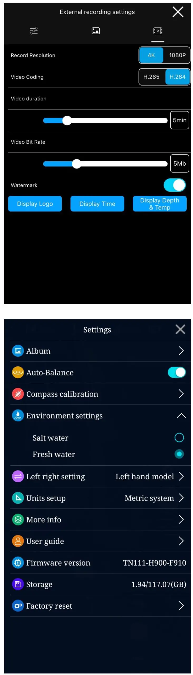 GENEINNO T1 Pro External Camera - Record settings