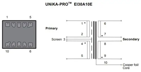 UNiKA 117000 PRO ONE Passive Line Level DI Box with Custom Isolation Transformer - TRANSFORMER SCHEMATIC