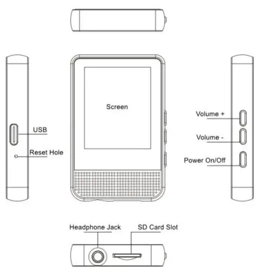 RUIZU T2 MP3 Player Wireless Microphone - parts