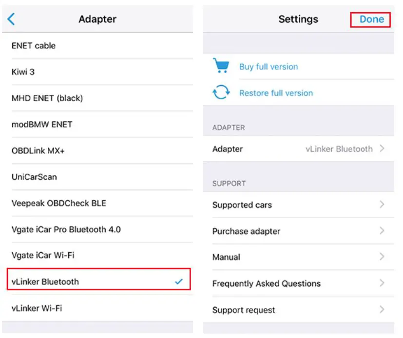 Vgate vLinker BM+ OBD2 Bluetooth Scanner for BMW Mini BimmerCode - Click “Done” back to the main page of the app