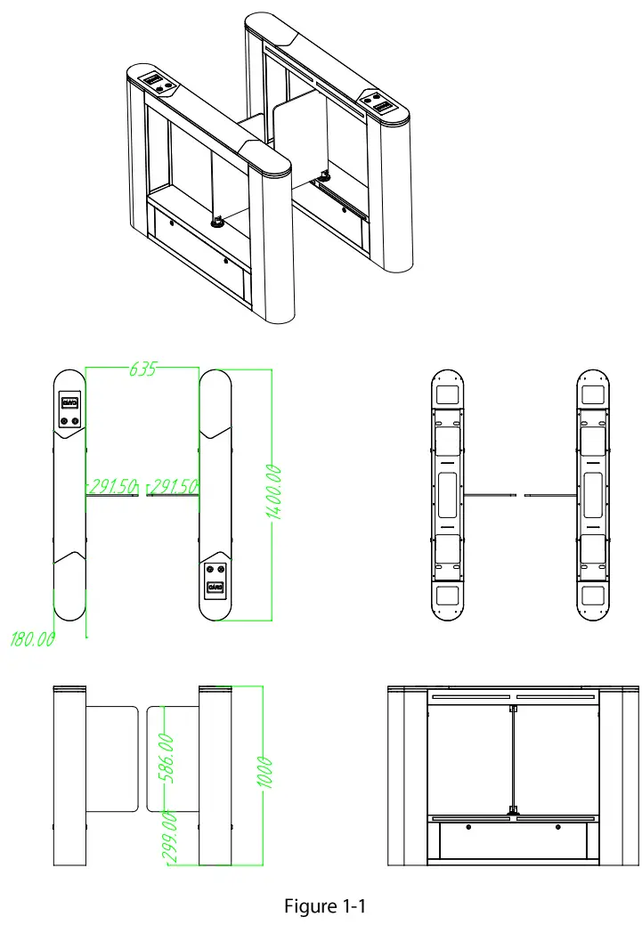 ZKTECO SBTL6000 Series Swing Barrier - fig