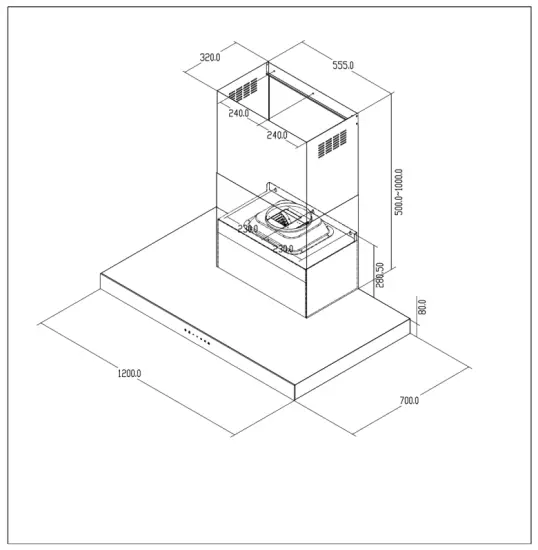ARTUSI ACH12BBQ 120cm Canopy Outdoor BBQ Rangehood - fig6