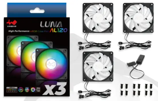InWin LUNA AL120 High Performance ARGB Case Fan - Triple Pack
