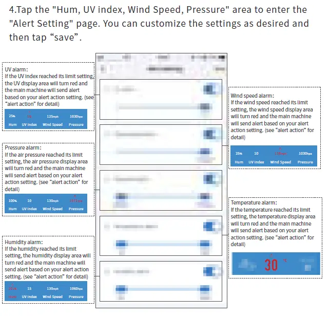 Shenzhen Juku Intelligent Technology SWS-V000 Smart Weather Station with Clock User Guide - App Control panel introduction