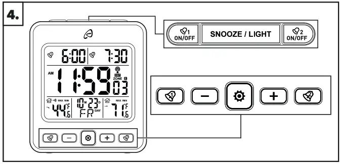 AURIOL AFT 77 B2 Wireless Temperature Station Alarm Clock - overview 3