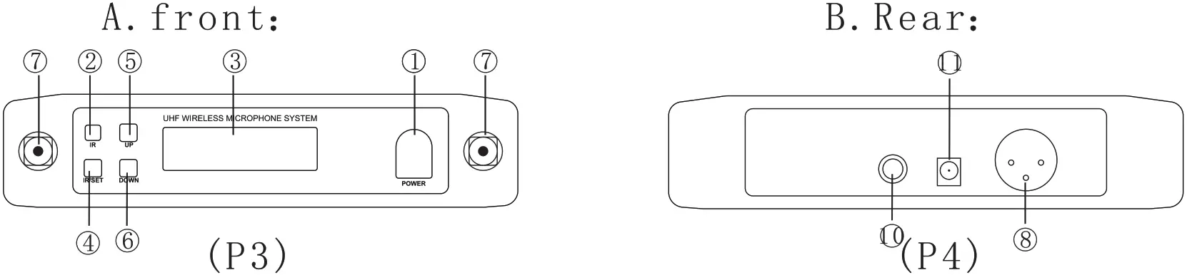 UHF B07RFKB76C Professional Wireless Microphone - Recever 1