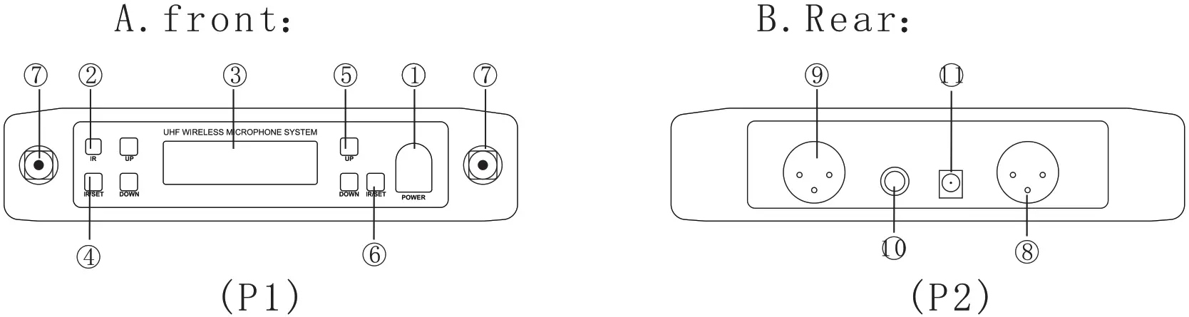 UHF B07RFKB76C Professional Wireless Microphone - Recever