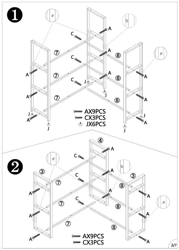 BYBLIGHT BB-JW0276XF Eulas 40.5 Inch W Rustic Brown 5 Shelf L Shaped Corner Bookcase - Fig2