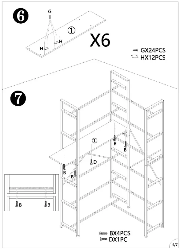BYBLIGHT BB-JW0276XF Eulas 40.5 Inch W Rustic Brown 5 Shelf L Shaped Corner Bookcase - Fig5