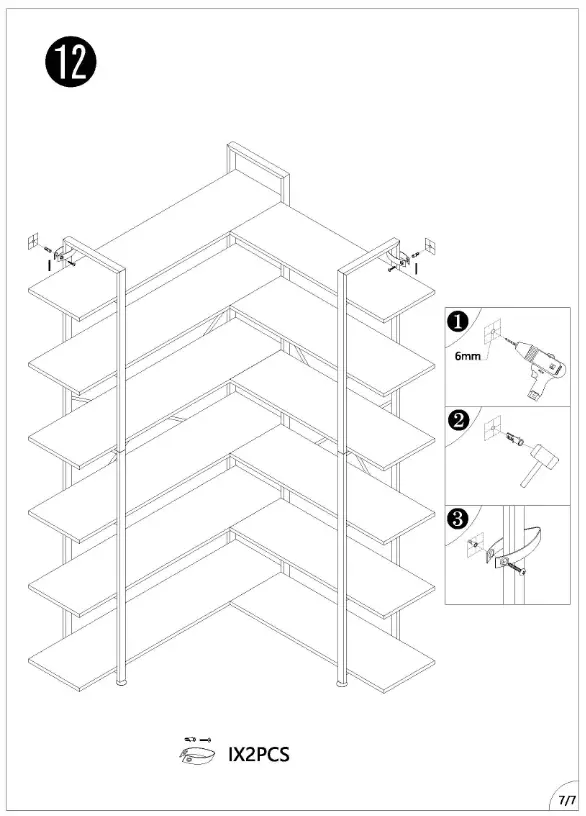 BYBLIGHT BB-JW0276XF Eulas 40.5 Inch W Rustic Brown 5 Shelf L Shaped Corner Bookcase - Fig8