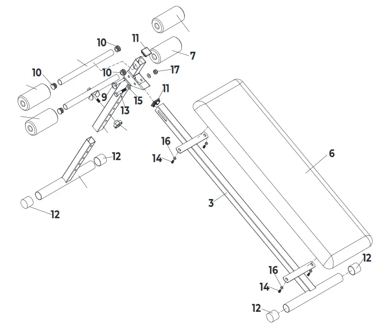 virtufit VF02058 Verstelbare Ab Bench - DRAWING02.