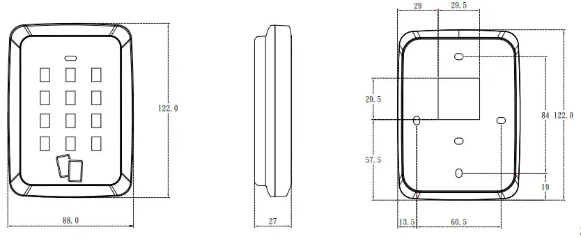 GeoVision GV-RKR1355 RS-485 Wiegand Proximity Reader - Dimension