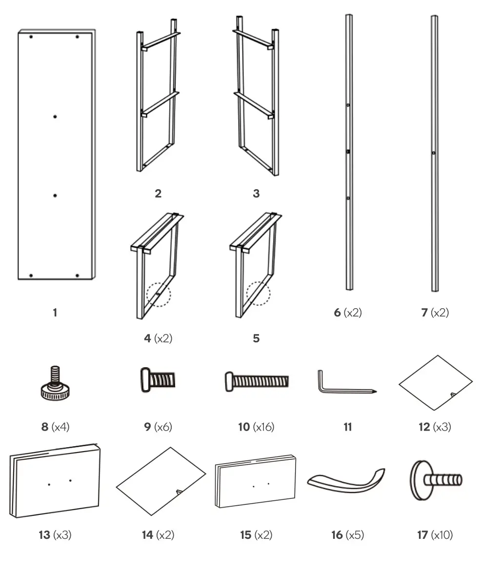 OVELA Drawer Storage Chests - COMPONENTS