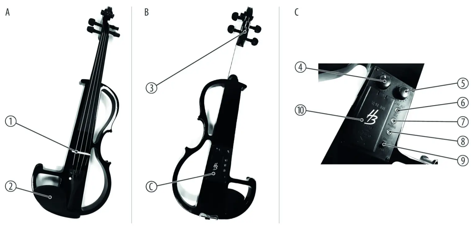 Thomann HBV 870AM RD BK WH BEM Harley Benton electric violin - overview