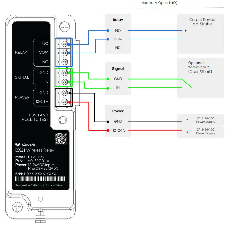 Verkada BX21 Wireless Relay - Wiring