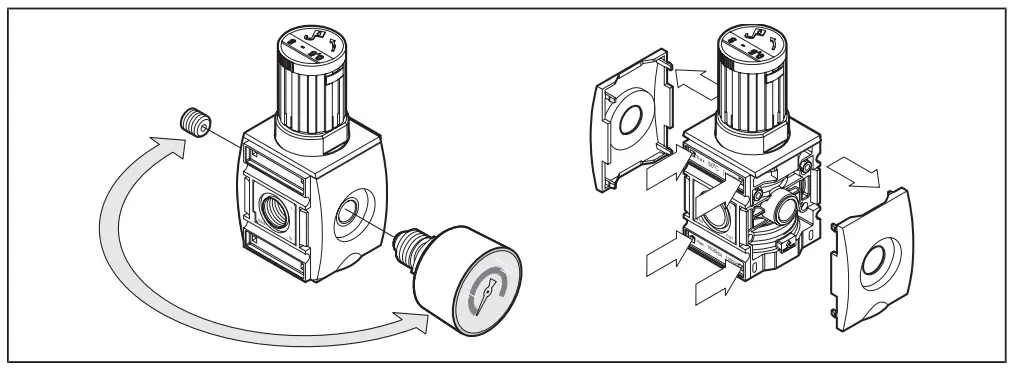 Changing the pressure gauge and housing cover | Series AS2,
AS3, AS5