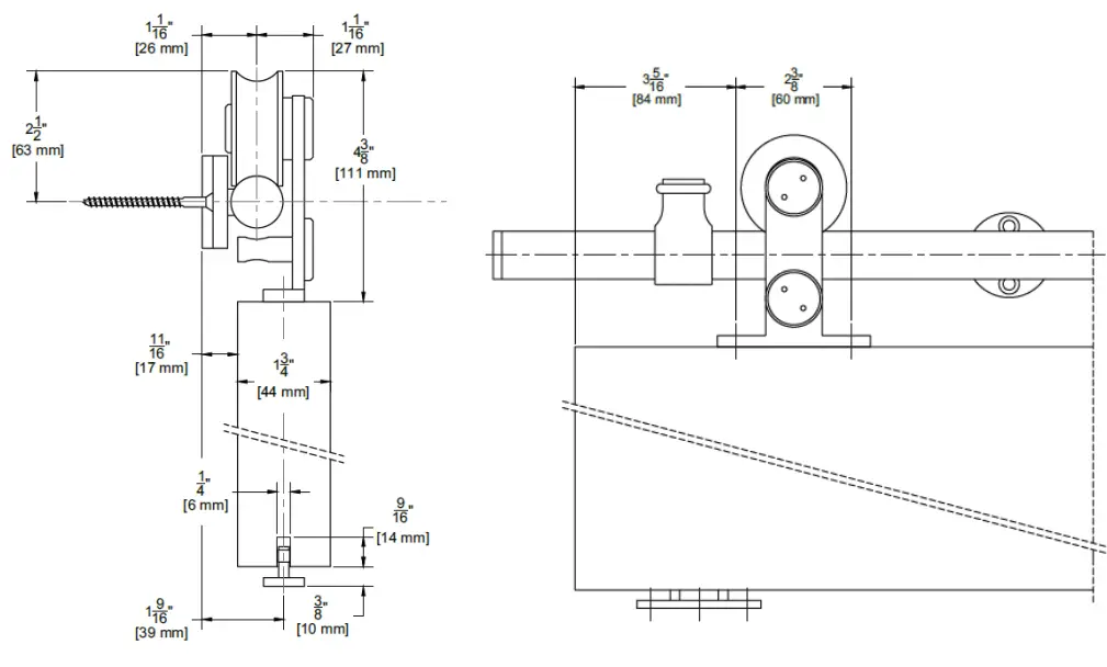 BARN-DOOR-HARDWARE-SDH-SW03-SS-KD-Townhouse-Knock-Down-Hardware-Kit-for-Sliding-Single-Wood-Door-FIG8