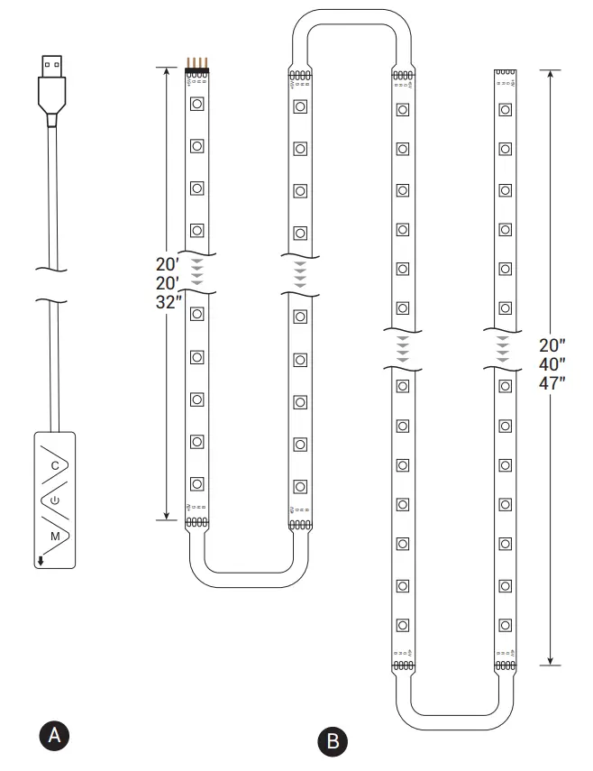 T Capetronix JJ-TV-RGB-5V-2M 5V USB LED -FIG