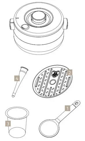 CHEFWAVE CW SM04 4 Quart Multicooker with Steam- Rice Paddle