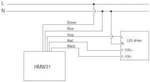 HYTRONIK HMW31 High Bay Microwave Motion Sensor - Wiring Diagram