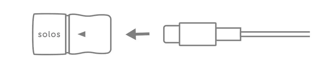 solos AirGo Battery Temple Kit - Step 2 Plug the USB Type-C Cable’s Type-C connector into the Type-C port of the charging dongle