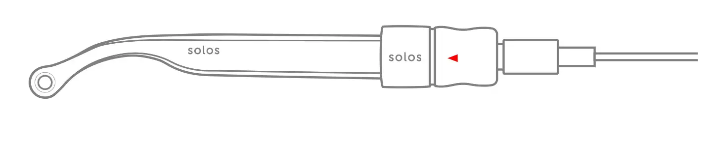 solos AirGo Battery Temple Kit - When the red light is on, the battery temple is being charged.