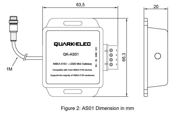 QUARK ELEC QK AS01 NMEA 0183 to NMEA 2000 Mini Gateway - Mounting
