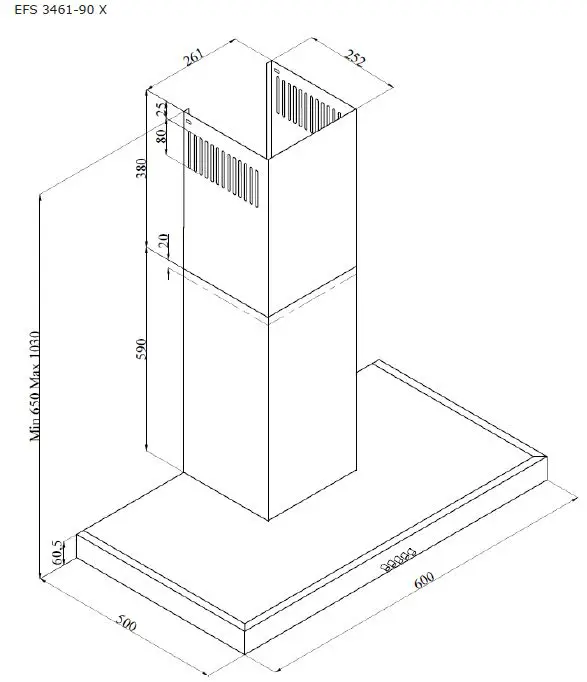 GRAM 3461-90 X Kitchen Extractor Hood-1