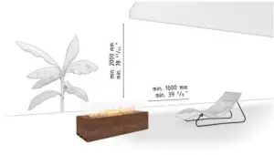 Minimum distance to flammable materials