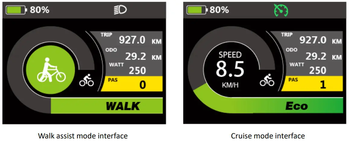 Cyrusher K5242 LCD Display - Walk Assist Mode