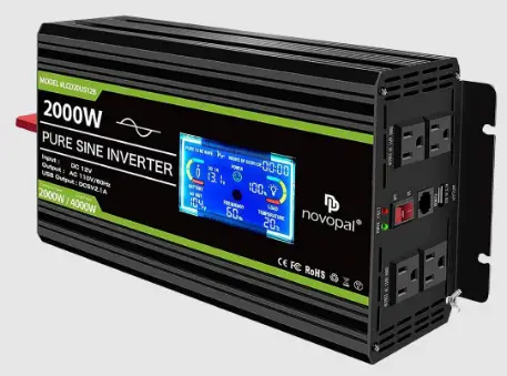 novopal Pure Sine Wave 2000 Watt Car Power Inverter Converter DC 12V to 120V AC