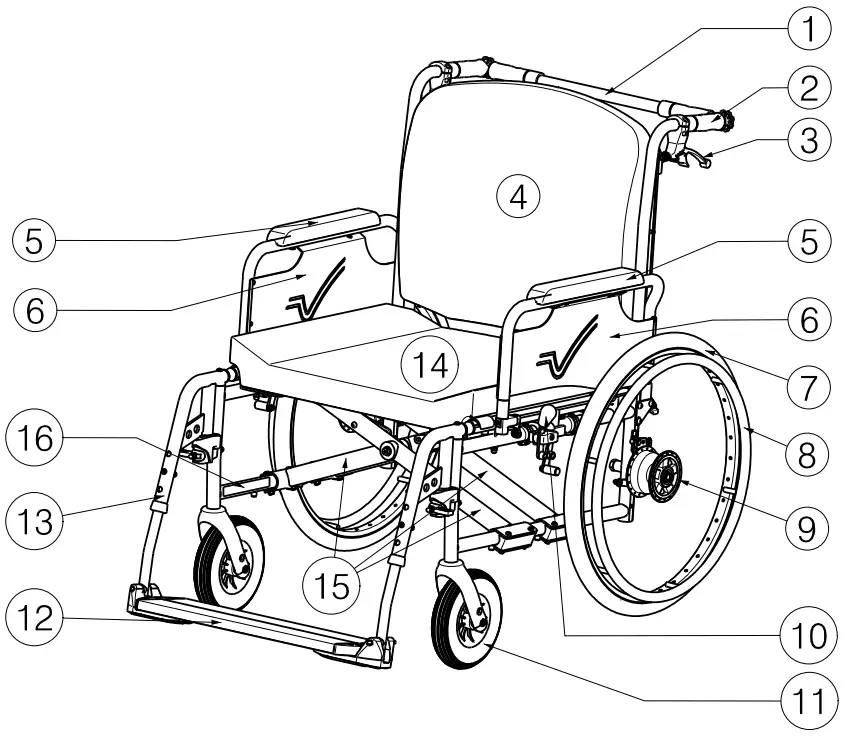 VERMEIREN TECH000910 Eclipse XXL Wheelchair - Drawing