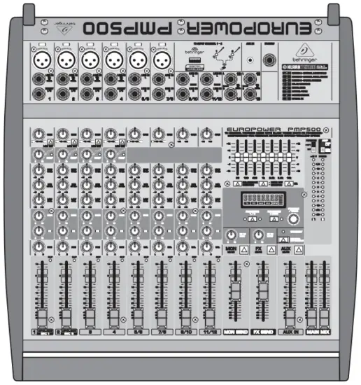 behringer EUROPOWER PMP500 500-Watt 12-Channel Powered Mixer with Klark Teknik Multi-FX Processor
