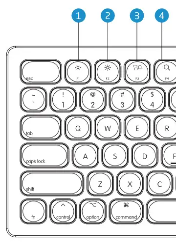 XCELLON KBM ABWS Aluminum Bluetooth Wired Keyboard for Mac - Function Keys