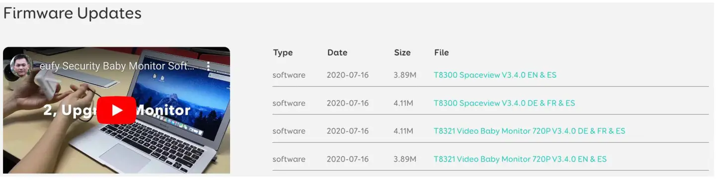 eufy T83001D2 Security SpaceView Baby Monitor - FILMWARE UPDATES