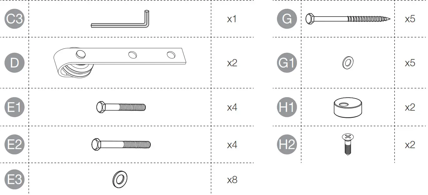 amazonbasics Barn Door Hardware - parts 1