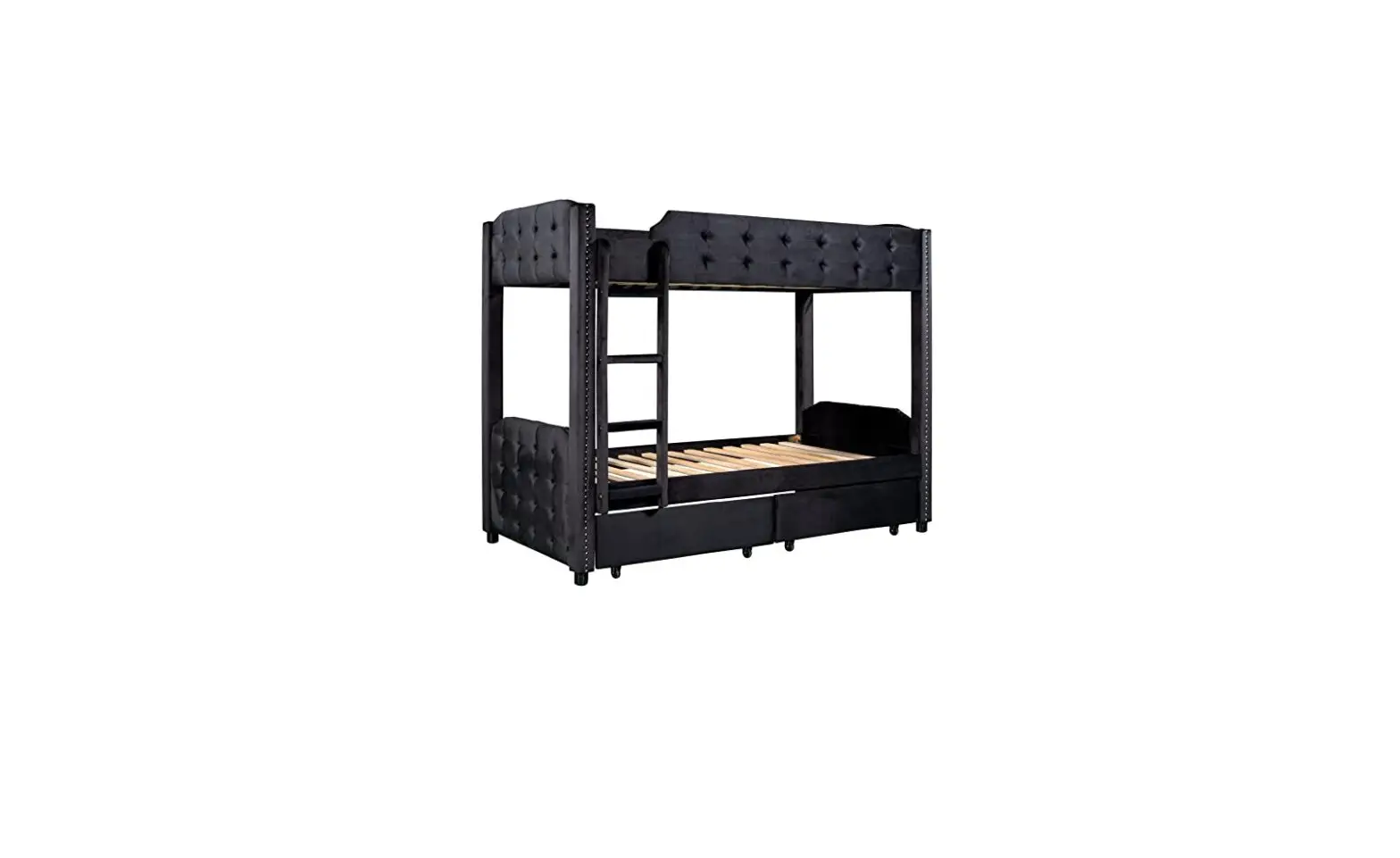 Godeer Wf290589 Black Twin Over Twin Upholstered Bunk Bed With Two Drawers Instruction Manual