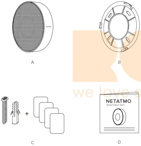 NETATMO NIS01 US Smart Indoor Siren - Pack contents