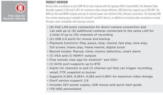 FIG 23 SPYP-NVR8POE1T