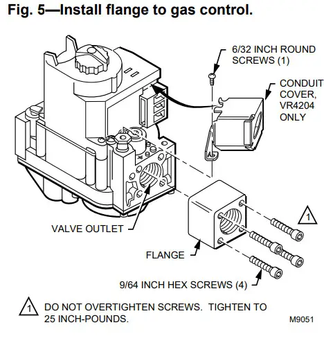 Honeywell VR8200, VR4200 Combination Gas - Install flange